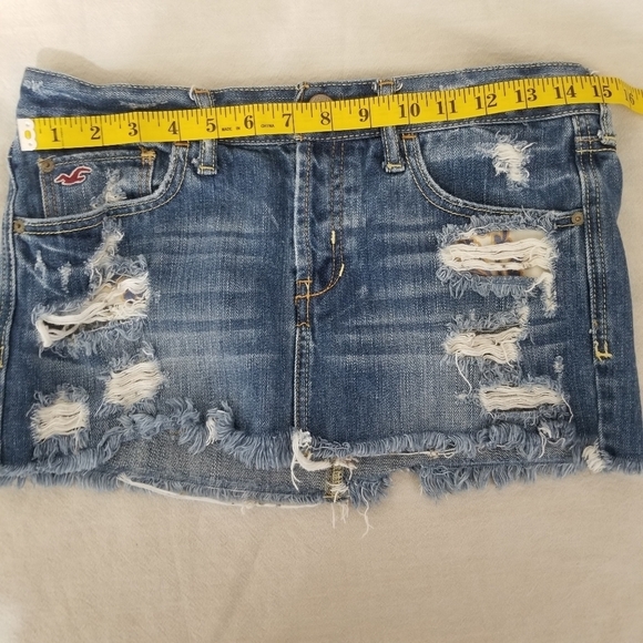 Hollister Blue Distressed Denim Mini Skirt Size 25 - Picture 6 of 11